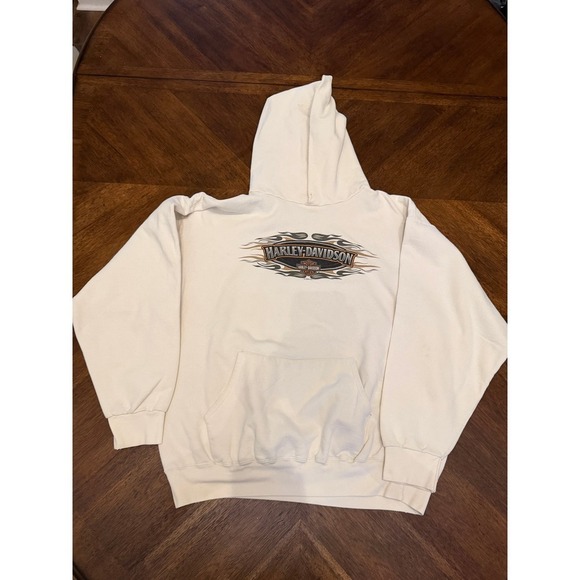 Harley-Davidson Other - Harley-Davidson Hoodie Mens XL Cream Biggs San‎ Marcos CA 2006 Graphic Pullover